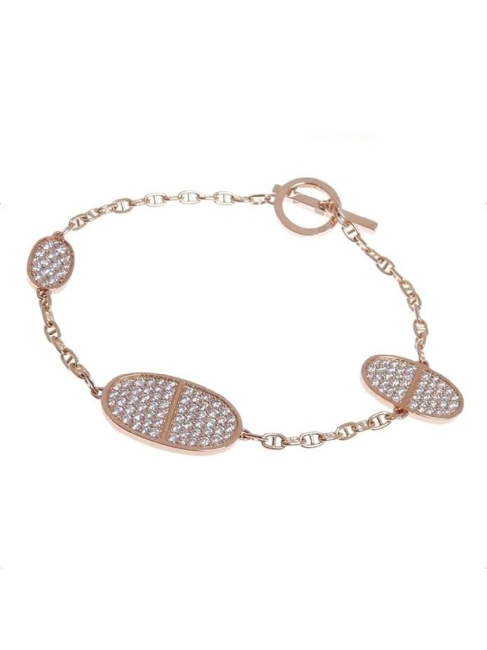 Hermes Chaine D'Ancre Verso Bracelet ST 18 PG Diamond Pave